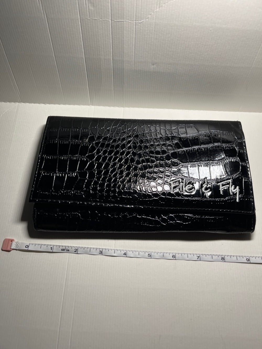 Black Croc-Embossed “File & Fly”Wallet - Picture 8 of 9